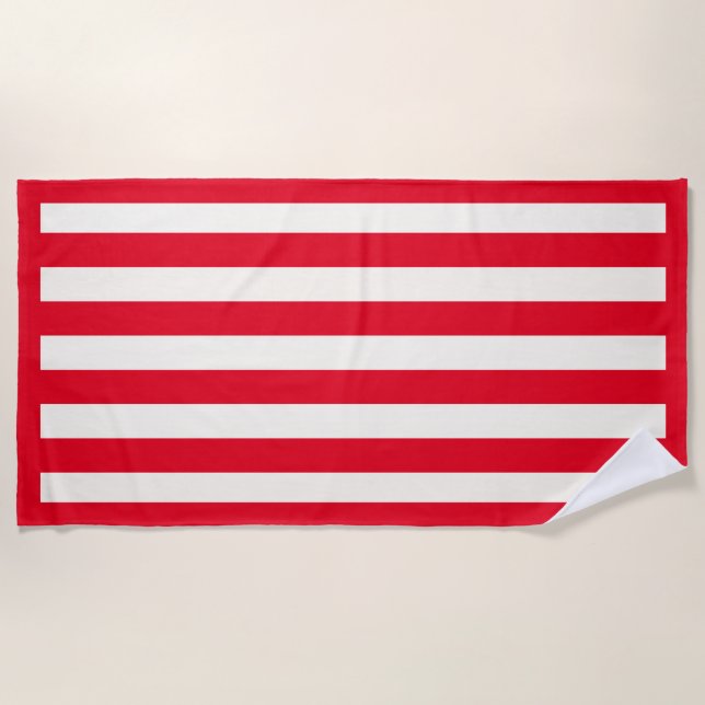 Stripes pattern red beach towel (Front)