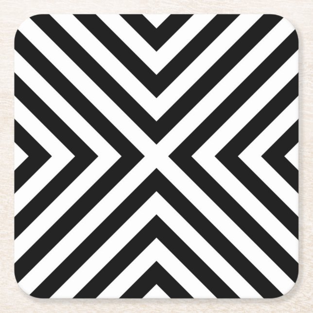 Stripes Pattern Square Paper Coaster (Front)