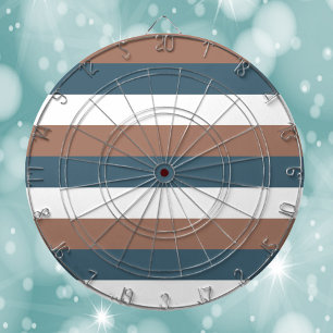 Stripes Pattern Teal Mocha White Dartboard