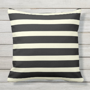 Stripes pattern two tone black cream cushion
