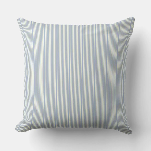 Stripes pattern two tone blue cream cushion (Front)