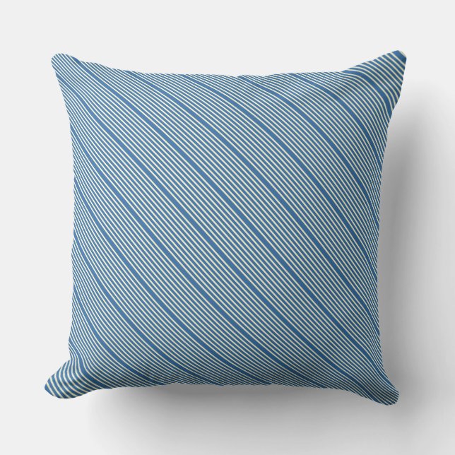 Stripes pattern two tone blue cream cushion (Front)