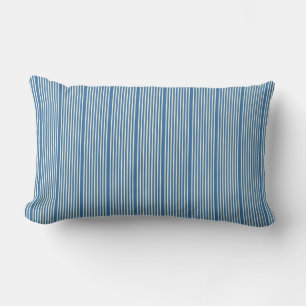 Stripes pattern two tone blue cream lumbar cushion