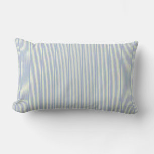Stripes pattern two tone blue cream lumbar cushion