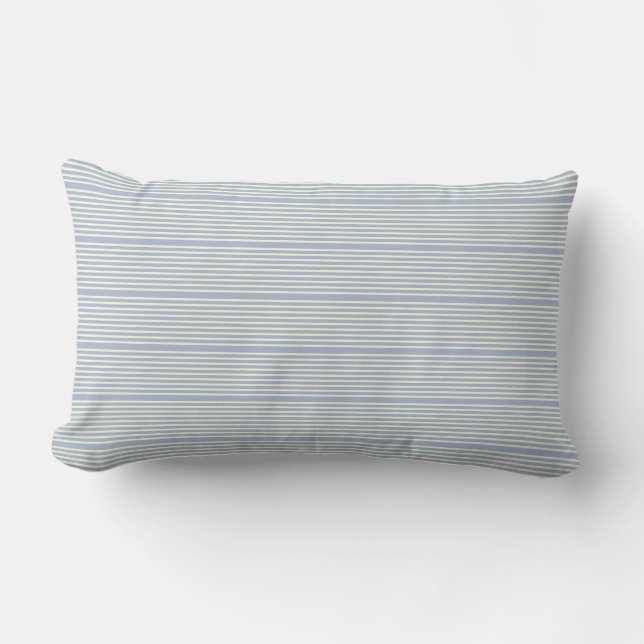 Stripes pattern two tone blue cream lumbar cushion (Front)