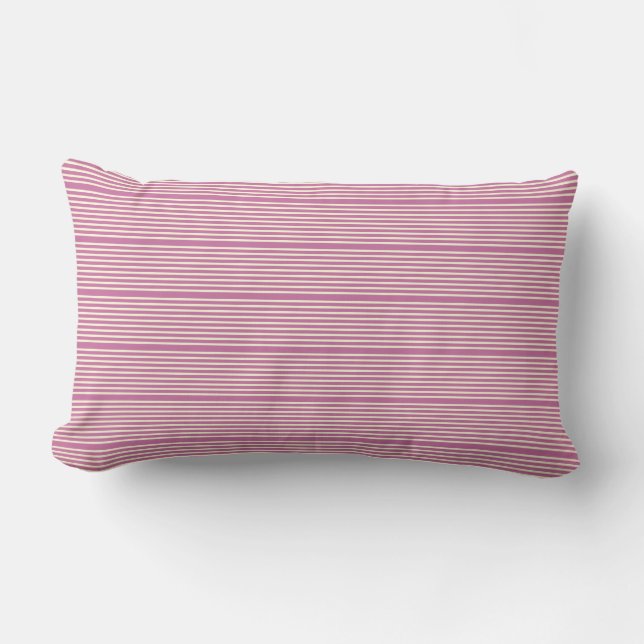 Stripes pattern two tone pink cream lumbar cushion (Front)