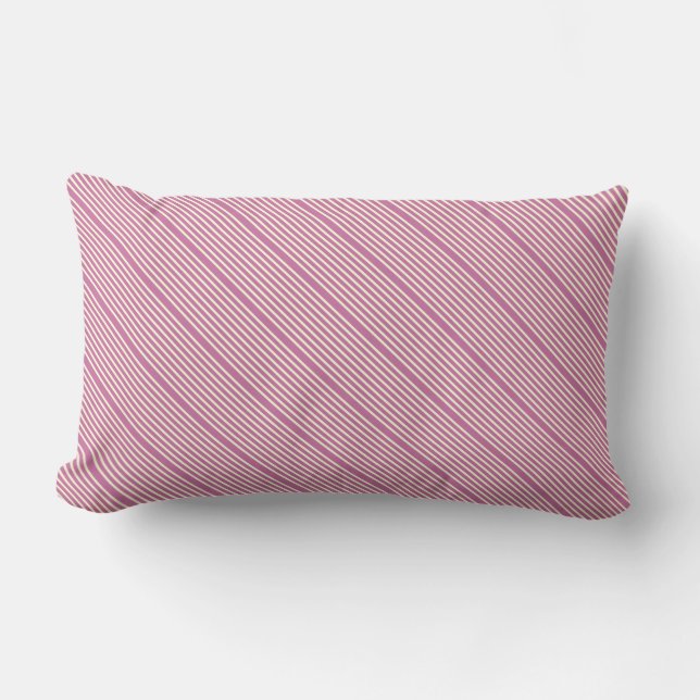 Stripes pattern two tone pink cream lumbar cushion (Front)