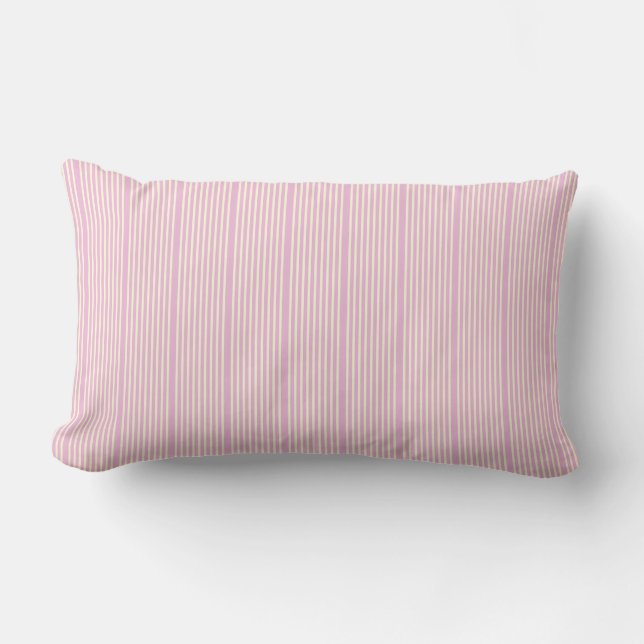 Stripes pattern two tone pink cream lumbar cushion (Front)