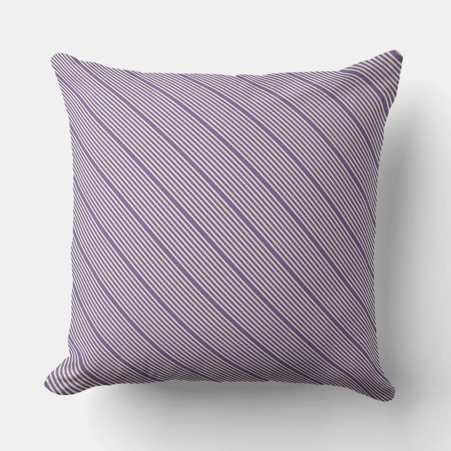 Stripes pattern two tone purple cream cushion (Front)