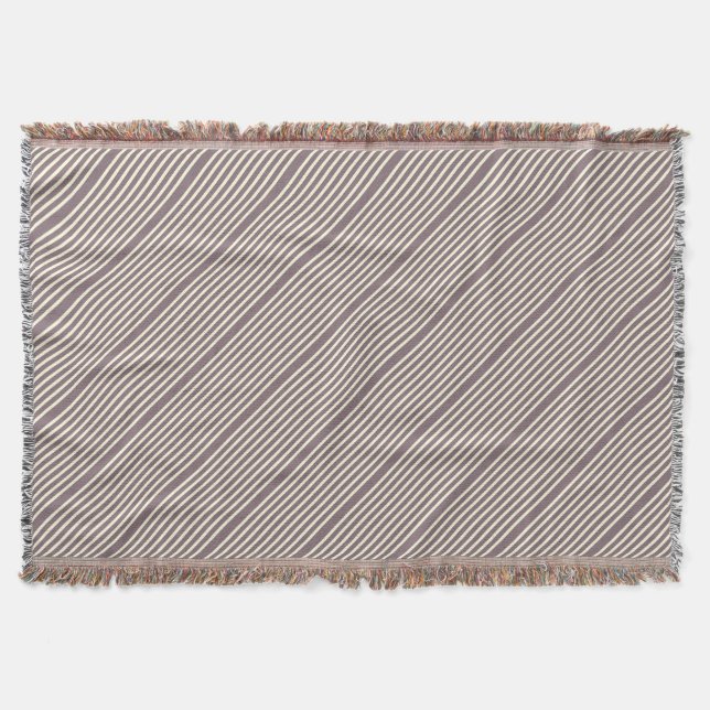 Stripes pattern two tone purple cream throw blanket (Front)