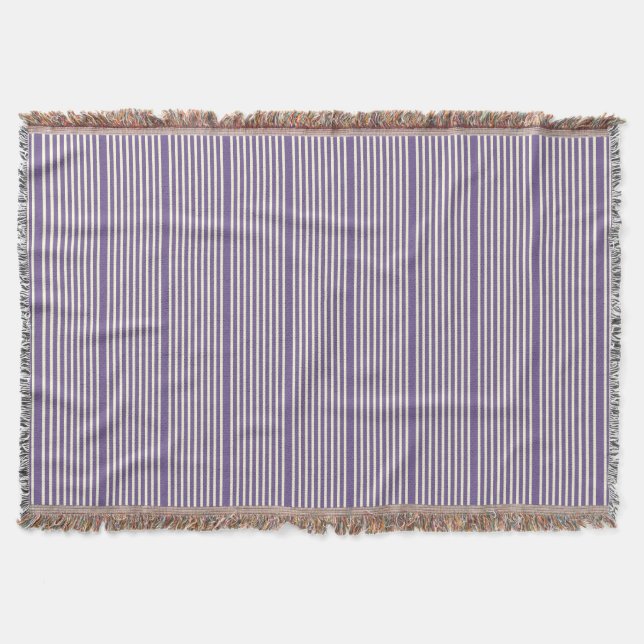 Stripes pattern two tone purple cream throw blanket (Front)
