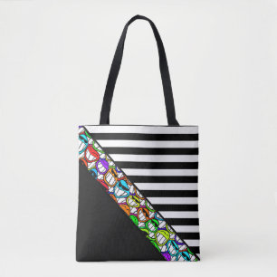 Stripes Pattern wide black + cool Tote Bag