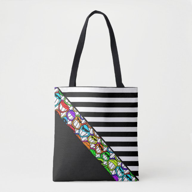 Stripes Pattern wide black + cool Tote Bag (Front)