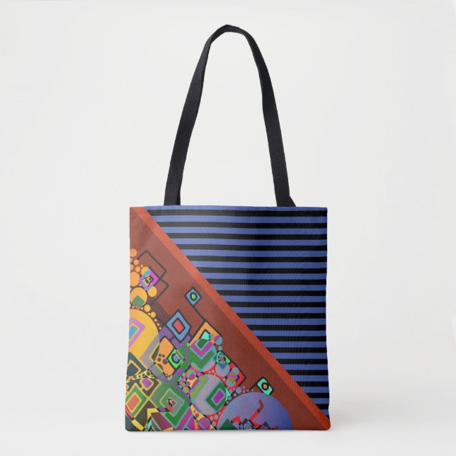 Stripes Pattern wide orange + abstract art Tote Bag (Front)