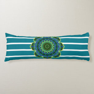 Stripes Pattern wride petrol & Mandala + backg. Body Cushion