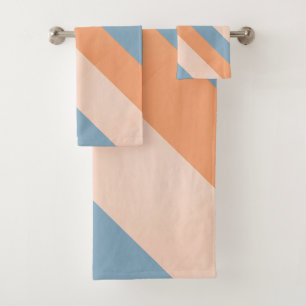 Stripes peach grey orange bath towel set