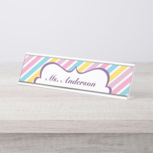 Stripes Personalised Teacher Desk Name Plate