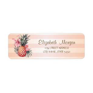 Stripes Pineapple Hibiscus Address Label