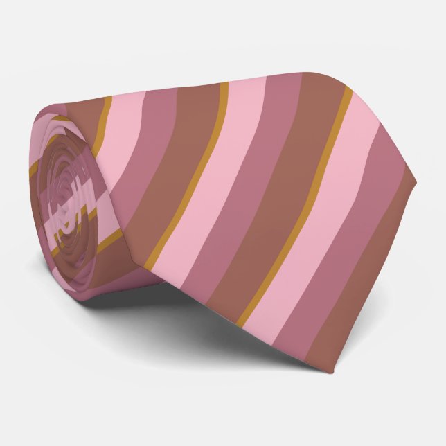 Stripes - Pink and Brown Tie (Rolled)