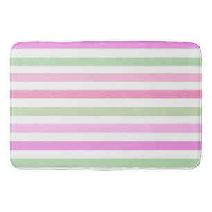 Stripes, pink, green bath mat