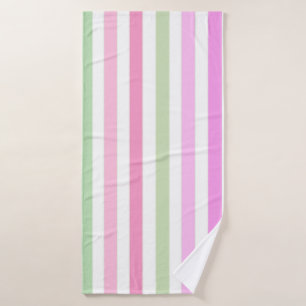 Stripes, pink, green bath towel