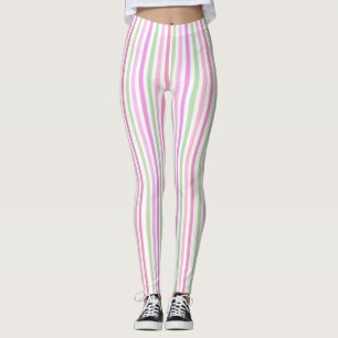 Stripes, pink, green leggings