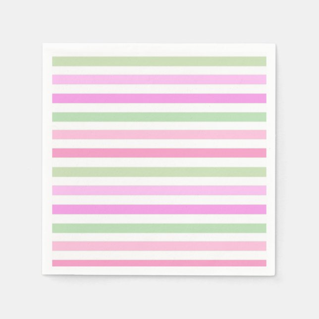 Stripes, pink, green napkin (Front)