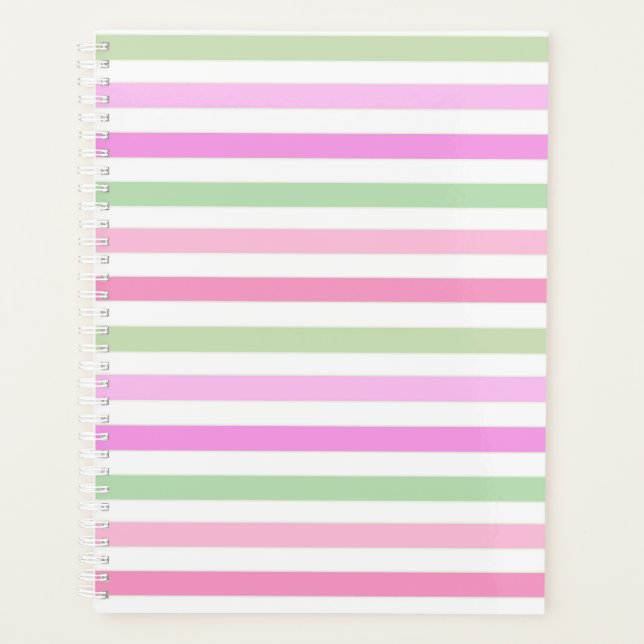 Stripes, pink, green planner (Front)