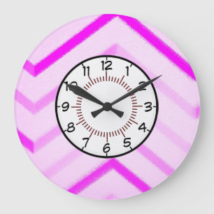 Stripes Pink Office Home Pattern Destiny Art Large Clock