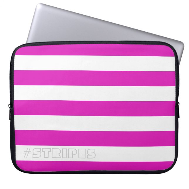 STRIPES Pink on any Colour Laptop Sleeve (Front)