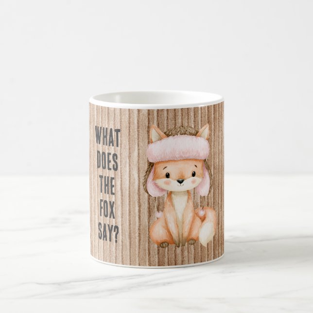 Stripes Pink Orange Fox (what does the fox say?) Coffee Mug (Center)