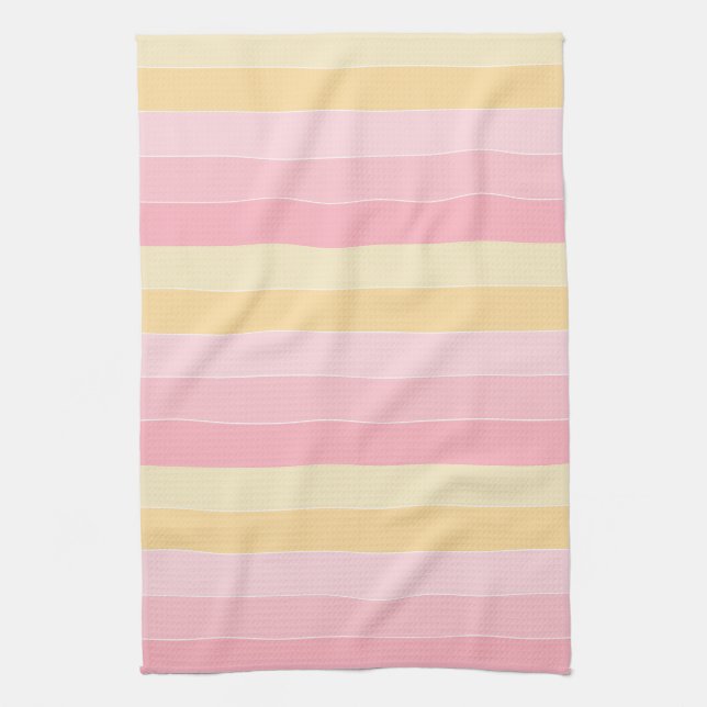 Stripes Pink Purple Yellow  Colours Trendy Elegant Tea Towel (Vertical)