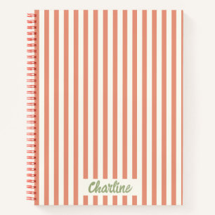 Stripes Pink Red Retro Calligraphy Notebook