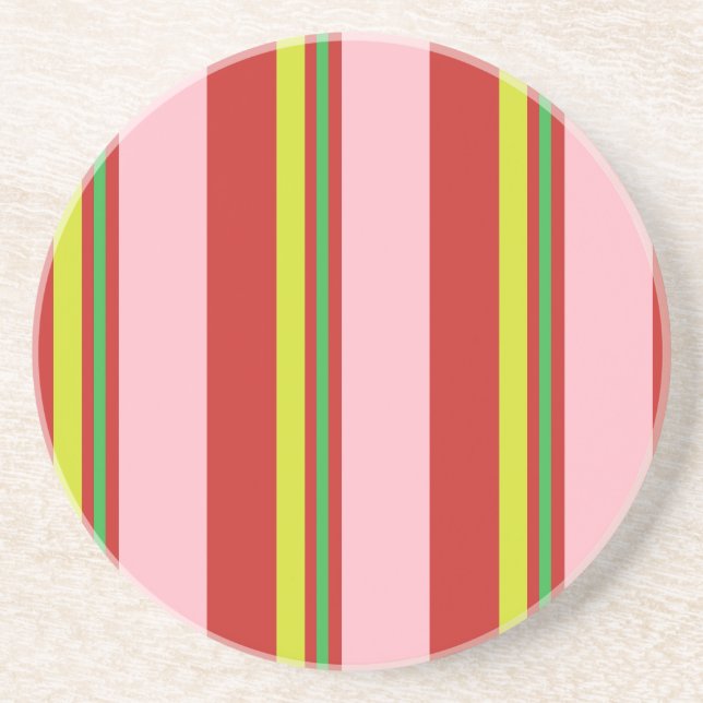 Stripes/Pink Red Yellow & Lime Green Coaster (Front)