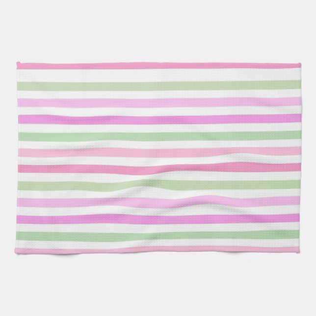 Stripes, pink tea towel (Horizontal)