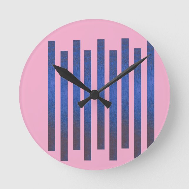 Stripes Pink Wall Clock (Front)