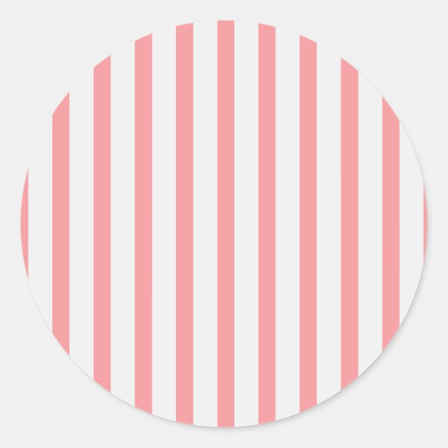 Stripes Pink & White Classic Round Sticker (Front)