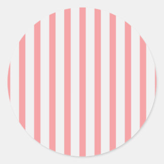 Stripes Pink & White Classic Round Sticker