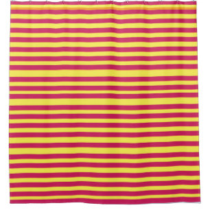 Stripes Pink Yellow Summer  pattern Shower Curtain