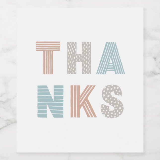 Stripes & Polka Dots Thank You Typography Party Wine Label (Single Label)