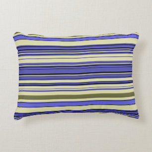 Stripes - Purple Blue Yellow Green Decorative Cushion