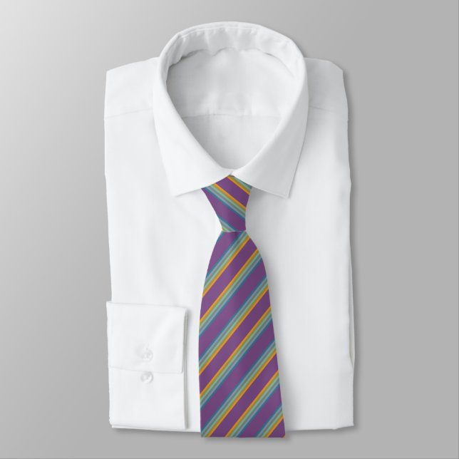 Stripes - Purple Blue Yellow Tie (Tied)