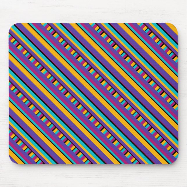 Stripes purple yellow blue mouse mat (Front)
