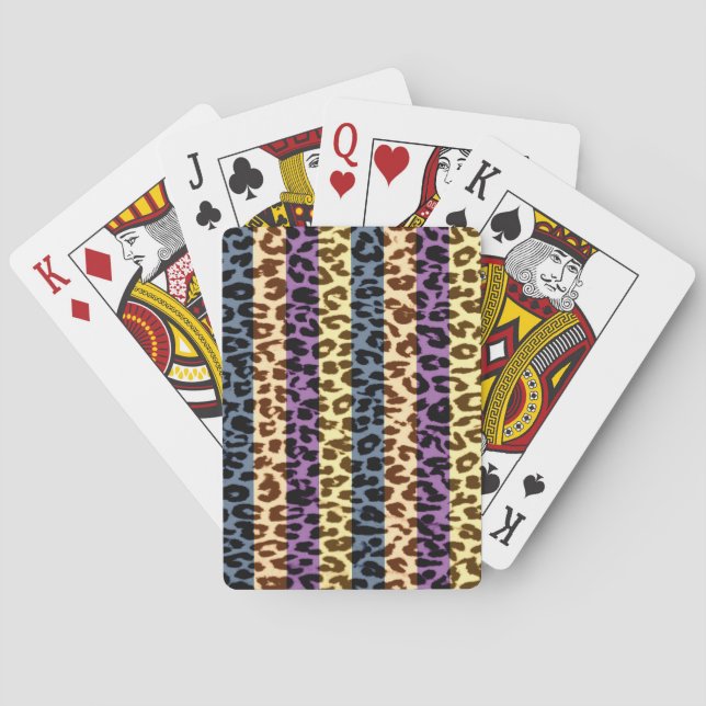 Stripes retro animal fur abstract texture playing cards (Back)