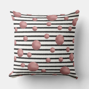 Stripes Rose gold Dots pattern Cushion