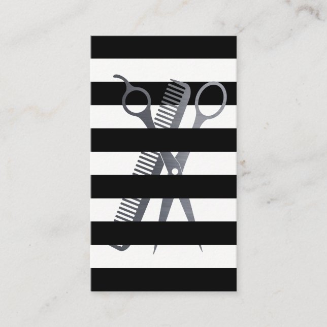 Stripes | Scissors and Comb Appointment Card (Front)