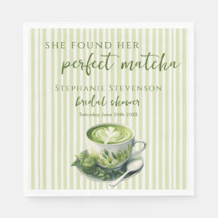 Stripes She Found Her Perfect Matcha Bridal Shower Napkin