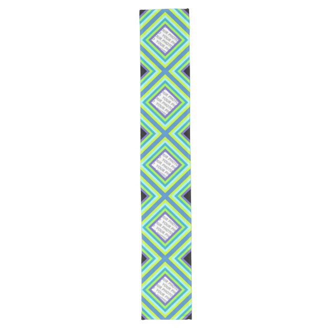 Stripes Square Frame coloured 05 + your photo Long Table Runner (Front)