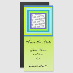 Stripes Square Frame coloured 05 + your photo Magnetic Invitation