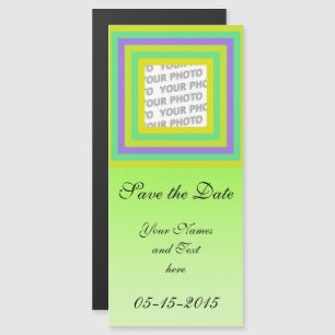 Stripes Square Frame coloured 07 + your photo Magnetic Invitation